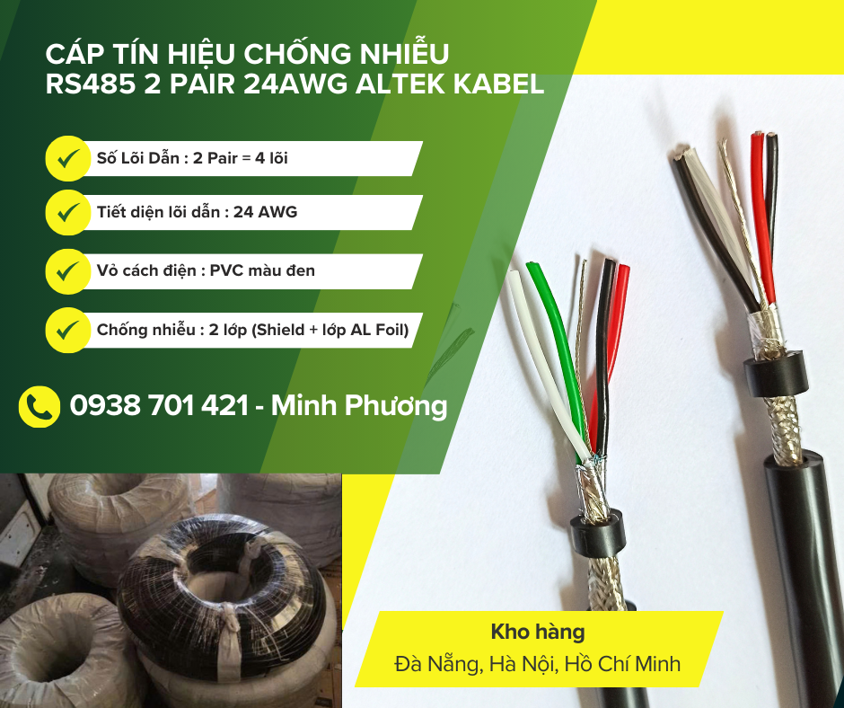 Cáp tín hiệu chống nhiễu rs485 2 pair 24awg Hà Nội, Quảng Trị, Hồ Chí Minh